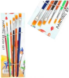 CRAZYGOL 6 Different Sizes Synthetic Flat Paint Brush Paintings Brush set of 6 Multicolor