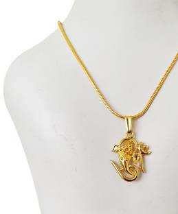 Duepio Most Popular Design Om-Ganesha- Pendant With Golden Chain(20-22inch) Gold-plated Alloy Pendant