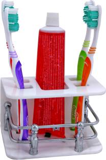 bahulya Acrylic Wihite Toothpaste And Toothbrush Wall Mounted Holder Acrylic Toothbrush Holder