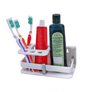 bahulya High Grade Acrylic Deluxe Multipurpose Toothbrush Stand With Bottle Holder Multi Holder Shaving Product Stand Tumbler Holder for Bathroom Accessories for Home Acrylic Toothbrush Holder