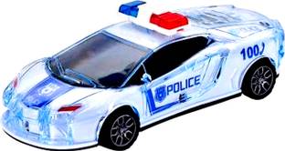 ANANYA CREATIONS Police Car with Lights Friction Music and Siren Sound Police 3D Car Police Car Super Speed Colorful Dazzling Light and Music (Blue Pack of 1)