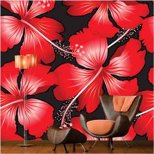 digital print world Vinyl Floral & Botanical Red Wallpaper
