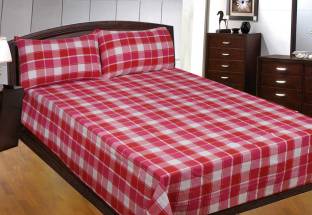 New Ladies Zone 400 TC Cotton King Checkered Flat Bedsheet