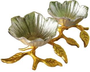 Extreme Karigari Ceramic Serving Bowl Aluminum Metal Flower shape Serving Bowl Gold and Silver Electroplated Plated3