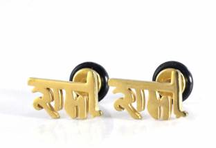 GadgetsDen Ram Cut Through Ear Gold Color God Ear Stud Earrings for Men & Women Stainless Steel Stud Earring