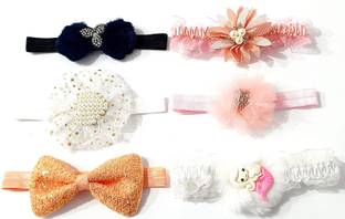 ANNA CREATIONS fancy multicolor headband ribbon hair bow headband new born baby girls kids hairband headbands elastic hair accessories set 6 pcs with gift box Head Band