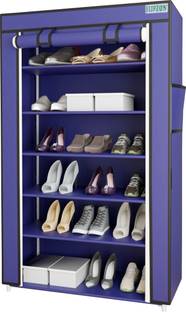 FLIPZON Iron and Fabric Multi-Purpose Shoe Rack, 6 Shelf, Metal Shoe Stand