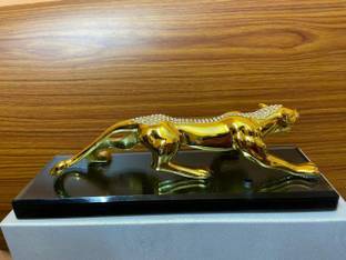 JMD GLOBAL SALES Gold Plated Jaguar Statue 'Car Dashboard' Ornaments Decorative Showpiece  -  10 cm