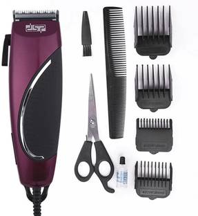 DSP Stainless Steel Blade Professional Hair Clipper Corded Trimmer with Strong high Speed Motor and Ergonomical Design for Better Balance & Grip Waterproof Trimmer Grooming Kit 120 min  Runtime 4 Length Settings