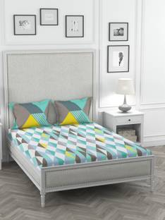 PORTICO NEW YORK 144 TC Cotton Double Geometric Flat Bedsheet