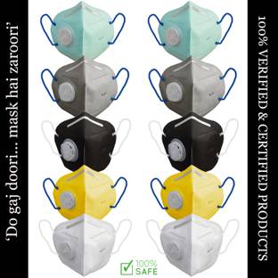 FOXTER Multi Color Unisex Reusable & Washable N-95 5 Layer 10 Mask