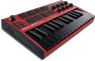 Akai Proffesional Professional MPK mini MK3 Professional MPK mini MK3 – 25 Key USB MIDI Keyboard Controller With 8 Backlit Drum Pads, 8 Knobs and Music Production Software included (RED) Digital Portable Keyboard