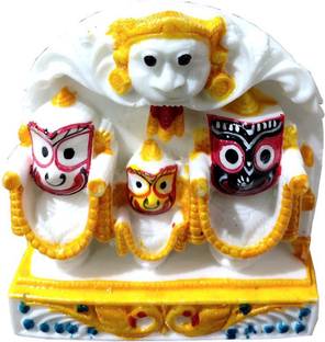 NEALEXKLUSIVE marble idol marble statue of jagannath balabhdra subhadra idol Decorative Showpiece  -  8 cm
