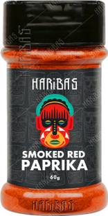 HARIBAS Smoked Red Paprika Powder 60GM (Hot & Spicy Chili Powder) 100% Pure Red Paprika Powder Dry Vegetarian Spices & Easy Cooking Essential Hot Spicy Powder of Red Chilli Paprika Powder for pizza 60G