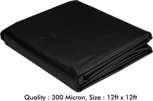 Mipatex 300 Micron HDPE Plastic Geomembrane Fish Pond Liner Sheet 12ft x 12ft, Tent - For Heavy Duty Small Garden Backyard Waterfall Lilly Ponds Lining Fabric (Black)