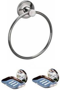MISKU KING EXPORT TOWEL RING AND SOAP DISH SILVER Towel Holder (Stainless Steel) silver Towel Holder