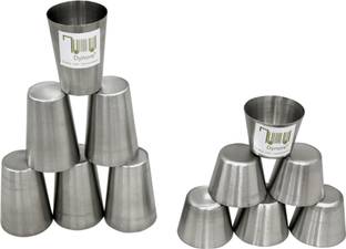 Dynore (Pack of 12) stainless steel Set of 12- 30/50 ml shot glass Glass Set Shot Glass
