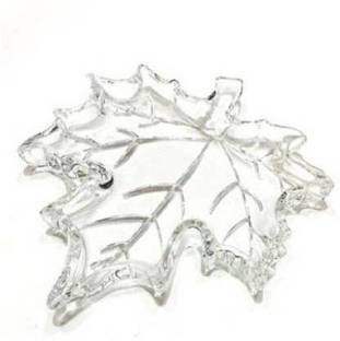 SUKROOT Glass Fruit Plate Leaf Shape Glass Plate Bowl Dish Maple Leaf Shape Serving Tray Large Transparent (Set of 1 Pieces) Tray
