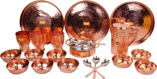 Shivshakti Arts Pack of 21 Copper Dinner Set