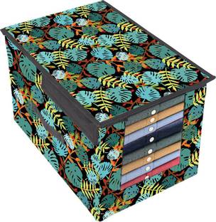 PrettyKrafts Premium Shirt Stacker Closet Organizer with Lid Shirts and Clothing Organizer with Lids (Single)-Green Leaf