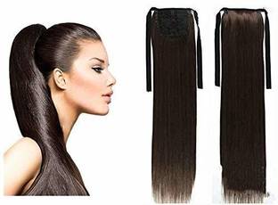 SAMYAK Natural looking Ribbon Ponytail long Straight Women and Girls Hair Extension