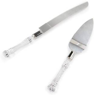 HVG TRADERS set of 2 Cake Knife and Server Set with Acrylic Handle Slicer Shovel Knife Pie Server Hand Tool with Cutting Knife Decorating Tools Set of 2 Kitchen Tool Set