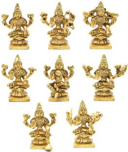Dalvkot Goddess Ashta Lakshmi Brass Idols Set Decorative Showpiece  -  9 cm