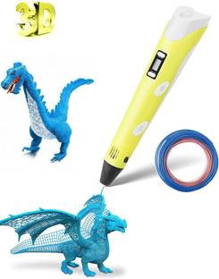 Aktronics 3D-Printing Pen with LCD for 1.75mm PLA and ABS for 3D Drawing, Doodling, Arts, Crafts, Model Making with 3 Piece 1.75mm ABS Filament Refills (Yellow) 3D Printer Pen