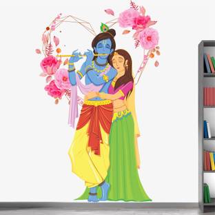 WALLPIK Radha Krishna - Flute - God - Love - Romantic - Colorful - Wall Sticker - WP021