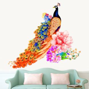 WALLPIK Peacock - Colorful - Flower - Floral - Creative - Decorative - Wall Sticker - WP018