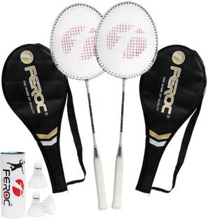 FEROC Energy 440 Aluminum Badminton -Racket Set of -2 with- 3 Pieces Feather shuttles with 2- Cover Badminton Kit