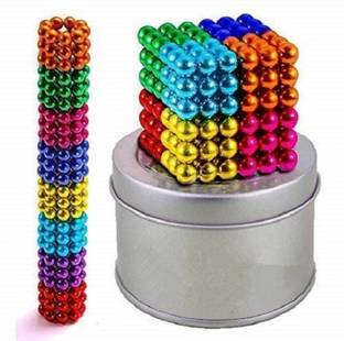 Devta Multi Colored Balls for Home Office Decoration & Stress Relief Magnetic Board Toy Kids Round Stainless Steel Solid (216 Pcs, Multicolor)