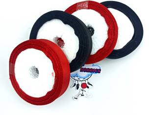 CLOUDED HOBBIES RBN12IN_53 Black, Red Satin Ribbon