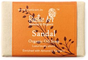 RUSTIC ART Organic Sandal Bath Soap |Handmade| Cold Processed |No Synthetic Fragrance