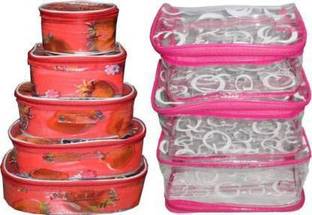 TAI collections FLOWER RED 5 KIT QG POUCH PINK 3 KIT COMBO Makeup,Jewellery Vanity Box