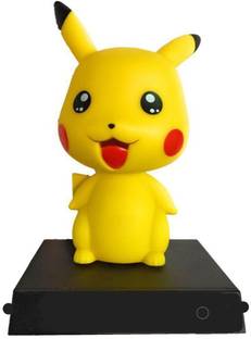 Daiyamondo YELLOW POKEMON PIKACHU Big Size Bobble Head - Action Figure Moving Head Bobblehead Spring Dancing PVC Bobble Spring Dancing Doll Toy Car Dashboard Bounce Toys for Car Interior Dashboard Expression Bobble Head for Car Dashboard and Office Desk