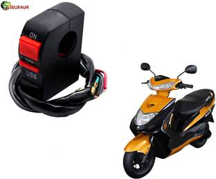 Selifaur B4C3 - Bike Headlight On/Off Switch Button Signal Light Switch with USB Charging Port Applicable Ampere Reo 2 A Bike Mobile Charger