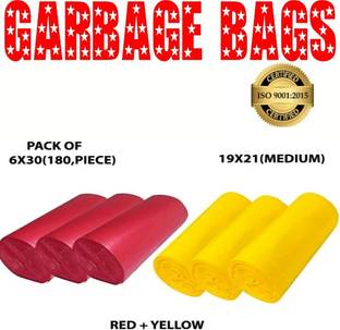 hirdeshanusar red, yellow Biodegradable pack of 6x30 ( 180 BAGS).recyclable waste trash bags. Medium 12 L Garbage Bag ( 180 Bags) Medium 12 L Garbage Bag ( 180 Bags) Medium 12 L Garbage Bag ( 180 Bag ) Medium 12 L Garbage Bag  Pack Of 180