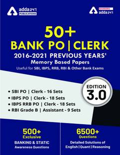 50+ Bank PO And Clerk 2016-2021 Previous Years Memory Based Papers Book (English Printed Edition)