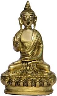 B H A R A T H A A T Brass Gautam Buddha with Fine Finishing & Carving art Murti Showpiece Idol statue (3 x 1.6 x 4.9 inches) Decorative Showpiece  -  12.44 cm
