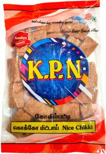 KPN Kovilpatti KO KO Mittai - Crushed Groundnut Chikki - Pack of 2 x 200gm Pouch Pouch