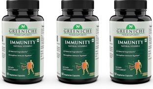Greeniche Immunity Booster with Natural Vitamin C & Zinc - 180 Veg Capsules (Pack of 3)