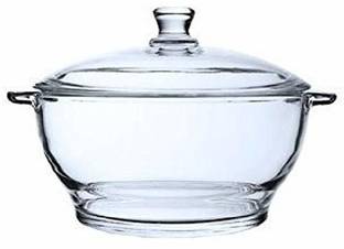 promise plus group Glass Casserole Deep Round - Oven and Microwave Safe Serving Bowl with Glass Lid 1500 ML (Set of 1) Serve Casserole