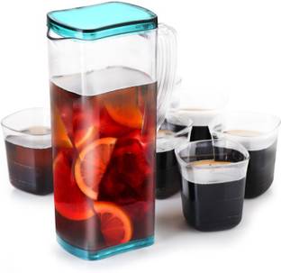 Sorath Jug with Beautiful 6 Pieces Glasses Set for Juice/Water Serve, Transparent Jug Glass Set