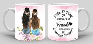 Avavia "Friends Connected By Heart"Surprise Gift For Friends|Best Gift For A True Love|Printed सिरेमिक मग