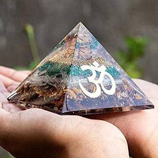 Sawcart Multistone Orgone Crystal Pyramid with Om Symbol Decorative Showpiece  -  5.59 cm