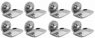 MISKU Premium Stainless Steel Soap Dish Soap Holder Soap Stand (Pack of 8) (Silver)