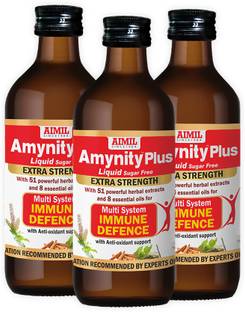 AIMIL Amynity Plus Syrup Enriched with Amla, Giloy, Tulsi, Ashwagandha, and 7 more herbs | Natural Immunity Booster (Pack of 3)