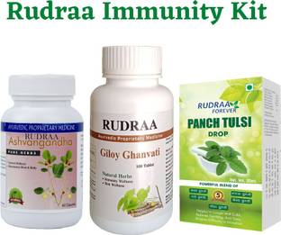 Rudraa Immunity kit With Ashwagandha, Giloy Ghanvati And Panch Tulsi Drop to boost your immunity