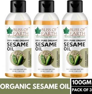 Bliss of Earth 100% Pure Organic Sesame Oil (Coldpressed & Unrefined) 3x100ml